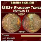 1883-p Morgan Dollar Rainbow Toned $1 ms66+ SEGS