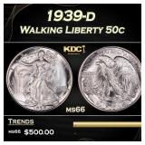 1939-d Walking Liberty Half Dollar 50c Grades GEM+