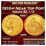 1910-p Gold Indian Quarter Eagle Near Top Pop! $2