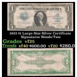 1923 $1 large size Silver Certificate Grades vf+ S
