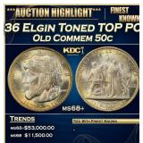 1936 Elgin Old Commem Half Dollar Toned TOP POP! 5