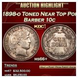 1898-o Barber Dime Toned Near Top Pop 10c ms66+ SE