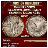1920-s Standing Liberty Quarter Toned Clashed Dies