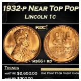 1932-p Lincoln Cent Near Top Pop! 1c ms66+ rd SEGS