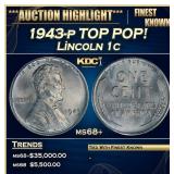 1943-p Lincoln Cent TOP POP! 1c ms68+ SEGS