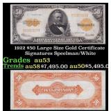 1922 $50 Large Size Gold Certificate Grades Select
