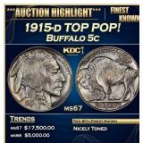 1915-d Buffalo Nickel TOP POP! 5c ms67 SEGS
