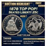 1878 Proof Seated Liberty Quarter TOP POP! 25c pr6