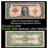 1923 $1 United States Note Grades vf+ Signatures S