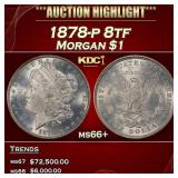 1878-p 8tf Morgan Dollar $1 ms66+ SEGS
