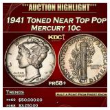 1941 Proof Mercury Dime Toned Near Top Pop 10c pr6