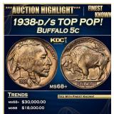 1938-d/s Buffalo Nickel TOP POP! 5c ms68+ SEGS