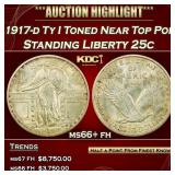 1917-d Ty I Standing Liberty Quarter Toned Near To