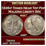 1935-p Walking Liberty Half Dollar Toned Near Top