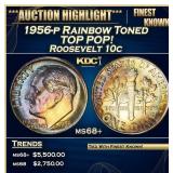 1956-p Roosevelt Dime Rainbow Toned TOP POP! 10c m