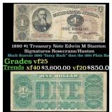 1890 $1 Treasury Note Edwin M Stanton Grades vf+ S