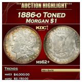 1886-o Morgan Dollar Toned $1 ms62+ USCG