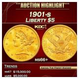 1901-s Gold Liberty Half Eagle $5 ms66+ SEGS