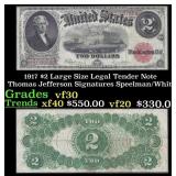 1917 $2 Large Size Legal Tender Note Thomas Jeffer