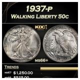 1937-p Walking Liberty Half Dollar 50c ms66+ SEGS