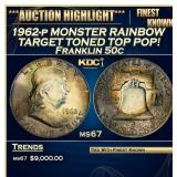 1962-p Franklin Half Dollar MONSTER RAINBOW TARGET