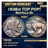 1938-d Buffalo Nickel TOP POP! 5c ms68+ SEGS