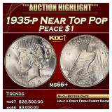 1935-p Peace Dollar Near Top Pop $1 ms66+ SEGS