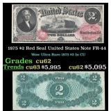 1875 $2 Red Seal United States Note Grades Select