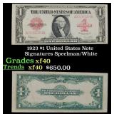 1923 $1 United States Note Grades xf Signatures Sp