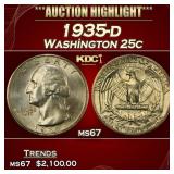 1935-d Washington Quarter 25c ms67 SEGS