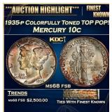 1935-p Mercury Dime Colorfully Toned TOP POP! 10c