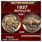 1937 Proof Buffalo Nickel 5c pr68 SEGS