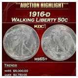 1916-d Walking Liberty Half Dollar 50c ms65+ SEGS