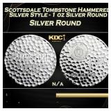 Scottsdale Tombstone Hammered Silver Style - 1 oz