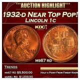 1932-d Lincoln Cent Near Top Pop! 1c ms67 rd SEGS