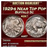 1929-s Buffalo Nickel Near Top Pop 5c ms67 SEGS