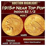 1915-p Gold Indian Quarter Eagle Near Top Pop! $2