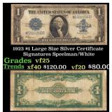 1923 $1 large size Silver Certificate Grades vf+ S