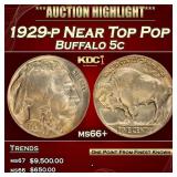 1929-p Buffalo Nickel Near Top Pop 5c ms66+ SEGS