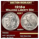 1918-s Walking Liberty Half Dollar 50c ms64+ SEGS