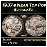 1937-s Buffalo Nickel Near Top Pop 5c ms67 SEGS