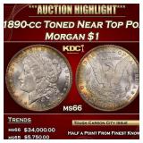 1890-cc Morgan Dollar Toned Near Top Pop $1 ms66 S