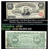 1886 $10 Red Seal Silver Certificate "Tombstone" F