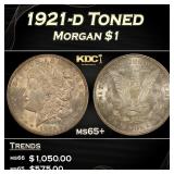 1921-d Morgan Dollar Toned $1 Grades ms65+
