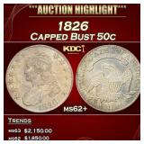 1826 Capped Bust Half Dollar 50c ms62+ USCG