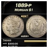1889-p Morgan Dollar $1 Grades ms64+