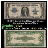 1923 $1 large size Silver Certificate Grades vf+ S