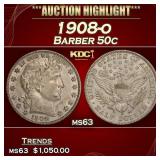 1908-o Barber Half Dollars 50c ms63 USCG