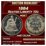 1884 Proof Seated Liberty Dime 10c pr67 DCAM SEGS