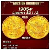 1905-p Gold Liberty Quarter Eagle $2 1/2 ms66+ SEG